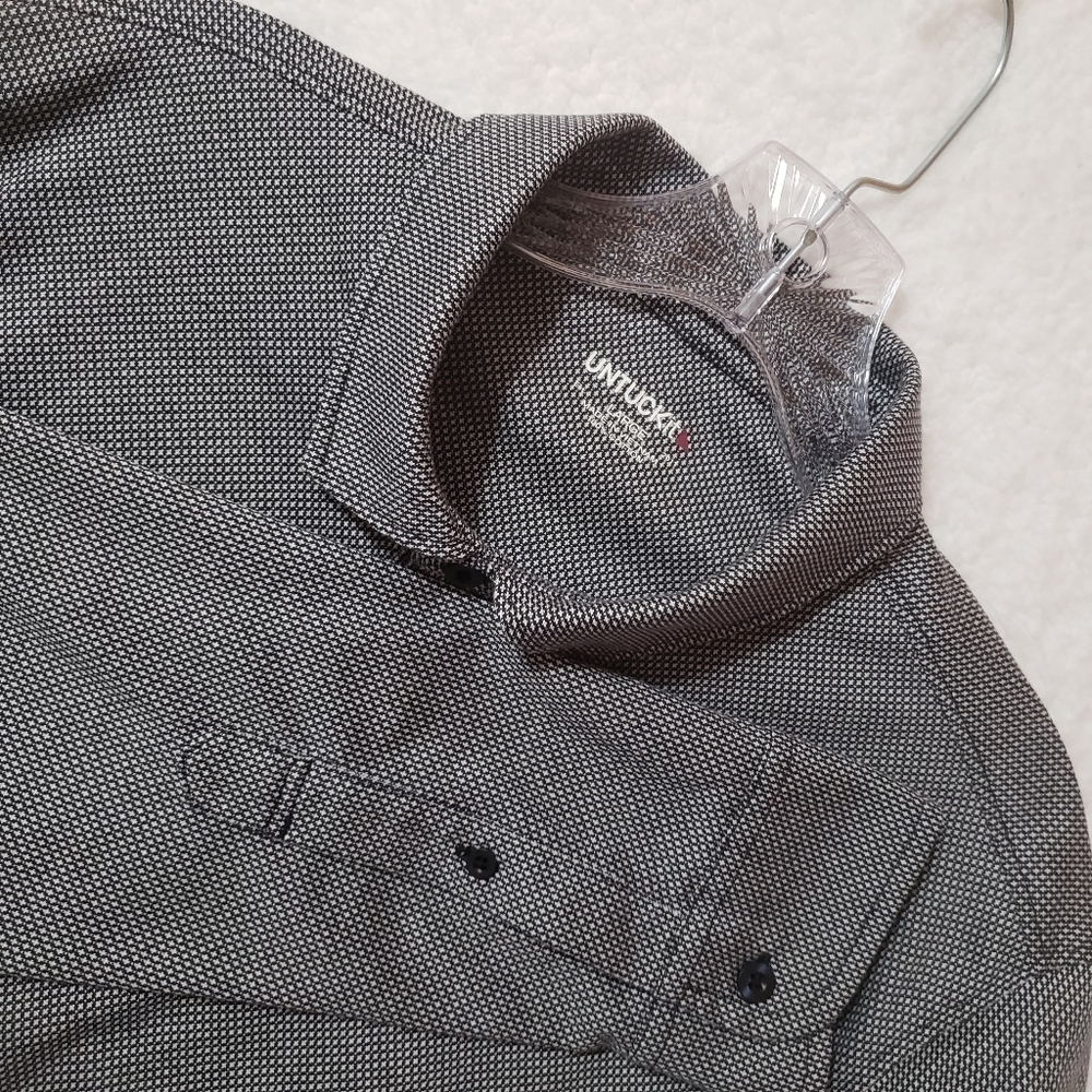 🚫SOLD🚫UNTUCKit Damaschino Diamond Birdseye Long Sleeve Polo Shirt Mens Size